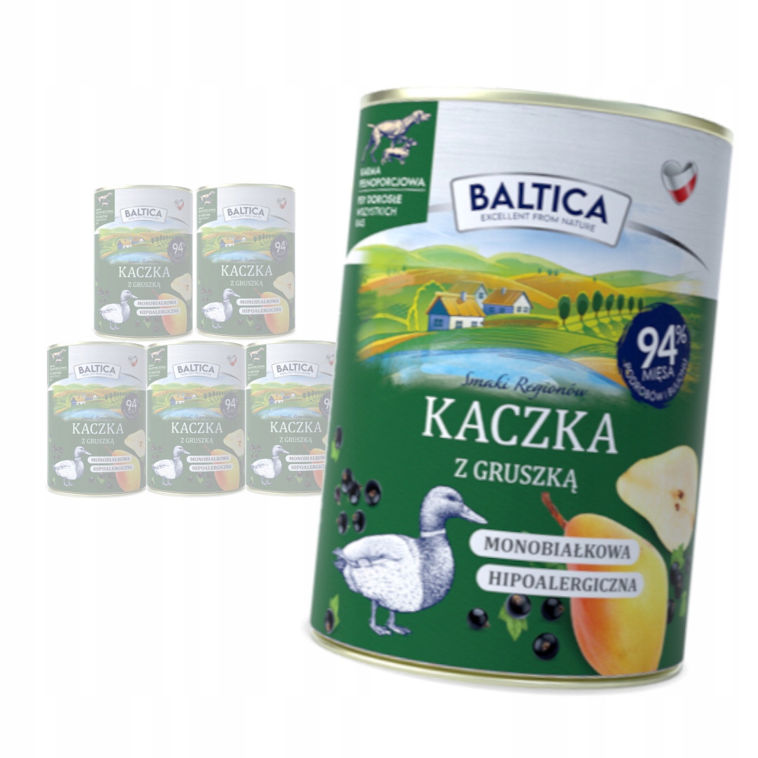 Levně Baltica Kachna s hruškou 6x400g Hypoalergenní Vlhké Krmivo pro psy bez obilovin