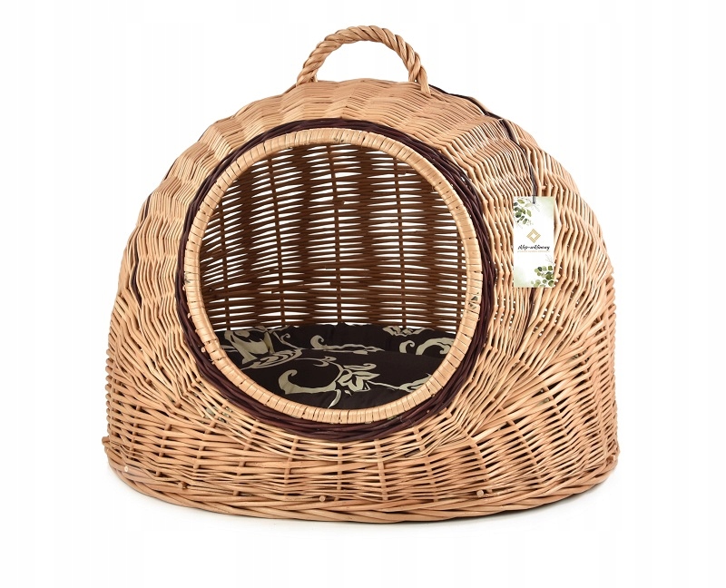 Levně Proutěná budka pro kočky Psa králíka Pelíšek Domeček 49 cm Polštář