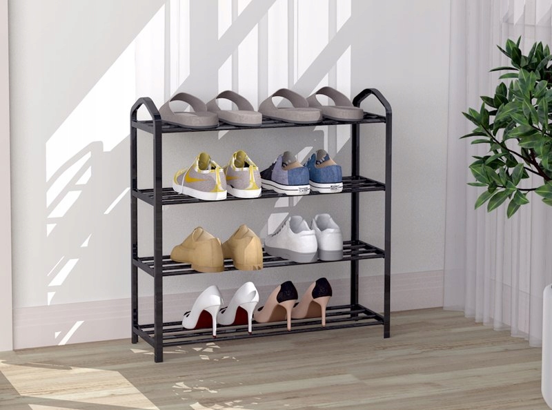 REGAŁ NA BUTY METALOWY 4 PÓŁKI 12 PAR MONTAŻ BEZ NARZĘDZI SZAFKA NA BUTY Marka ModernHome