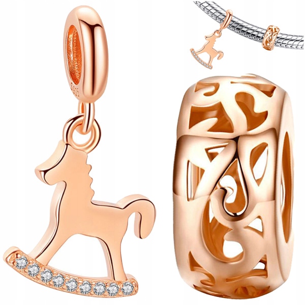 

Charms Zestaw Konik Koralik srebro pr 925 2szt