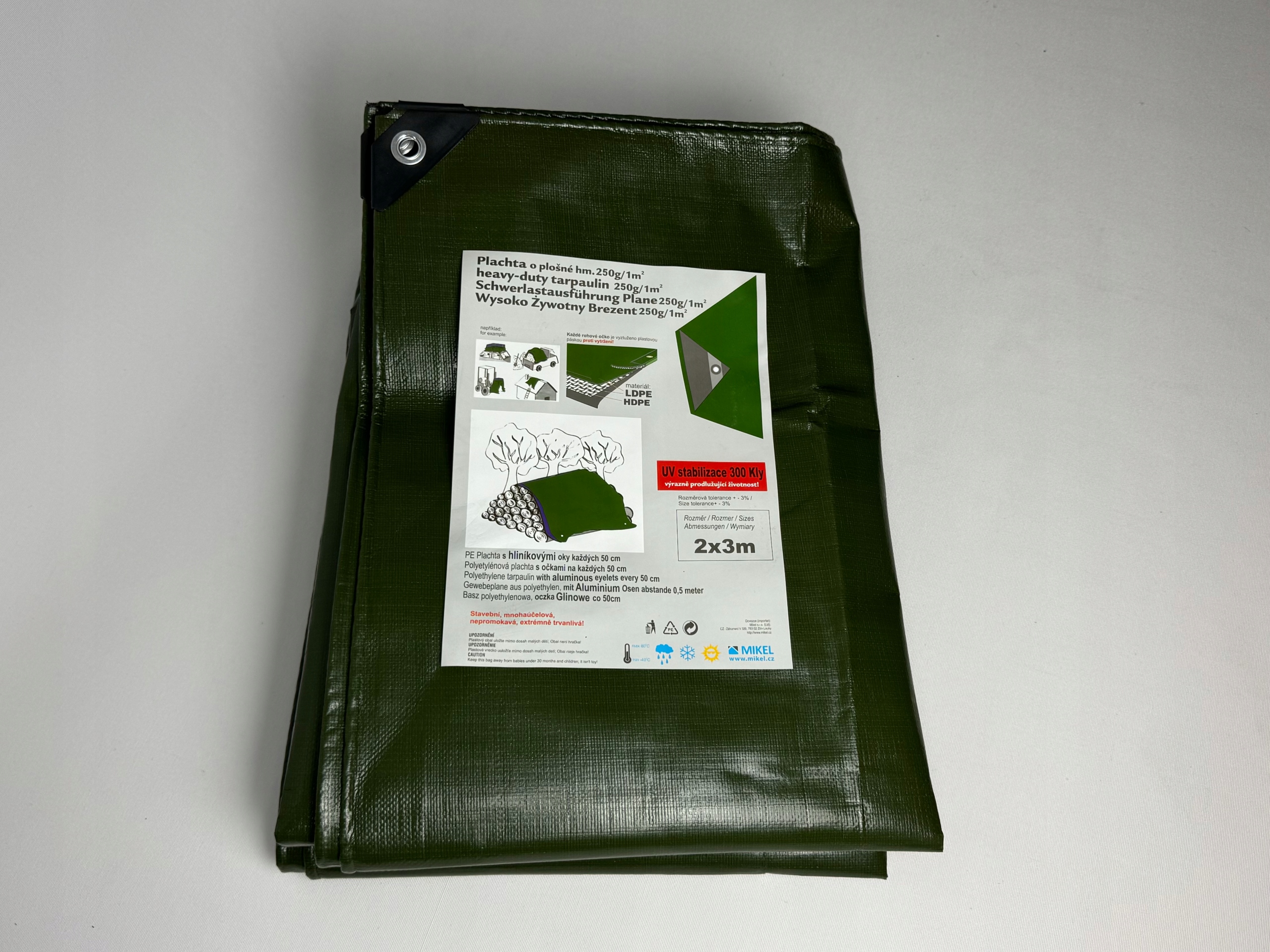 Krycí plachta s oky, Pe 6x8m 250g/1m²