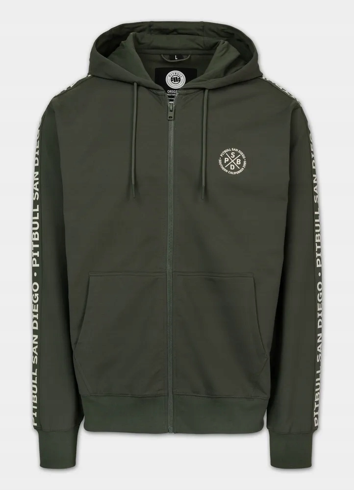 Pánská Rozepínací Mikina s kapucí Pitbull Tape Parker lampasy pohodlná 3XL