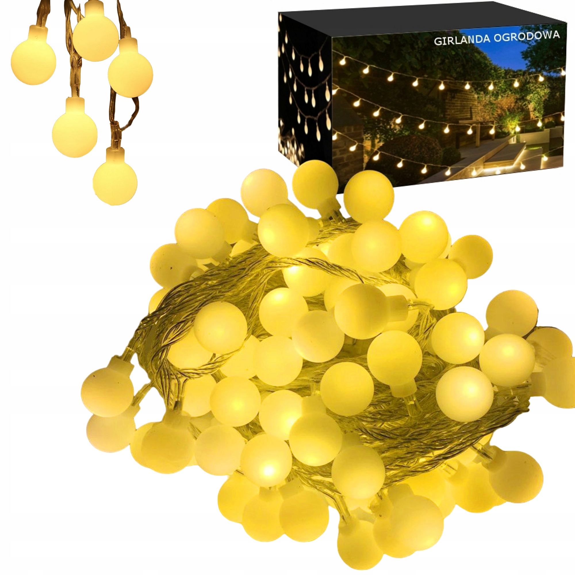 

Girlanda ogrodowa lampki kulki 50LED łańcuch 15m