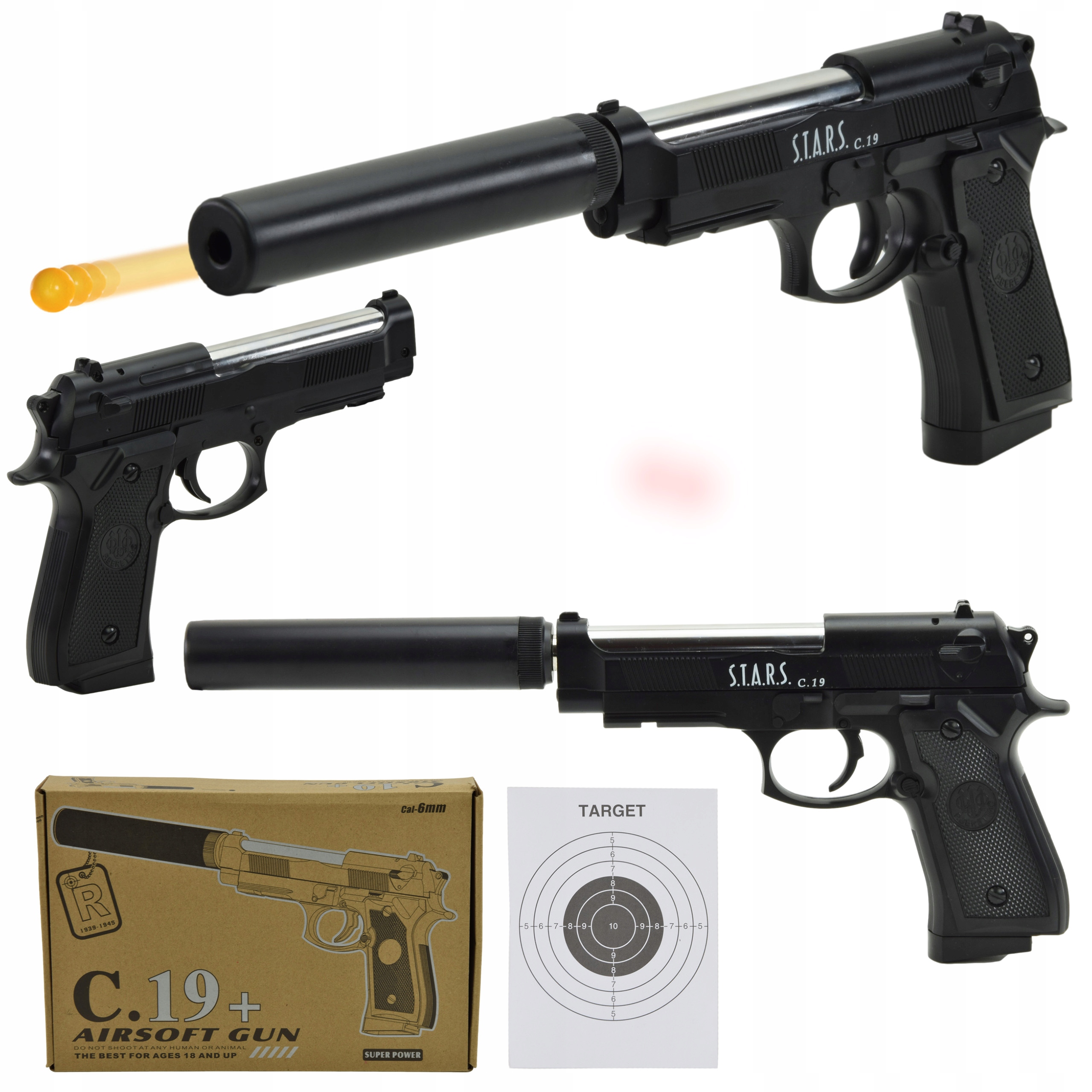 BROŃ PISTOLET ASG NA KULKI TŁUMIK REPLIKA KARABIN Bohater brak