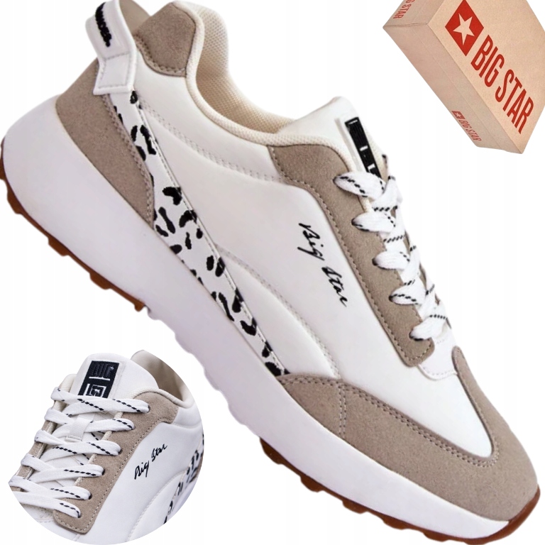 Sneakersy damskie Big Star LL274957 białe beżowe Memory Foa lekkie sportowe