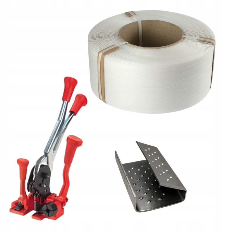 ZESTAW DO PAKOWANIA 16MM TAŚMA PASKOWACZ ZAPINKI