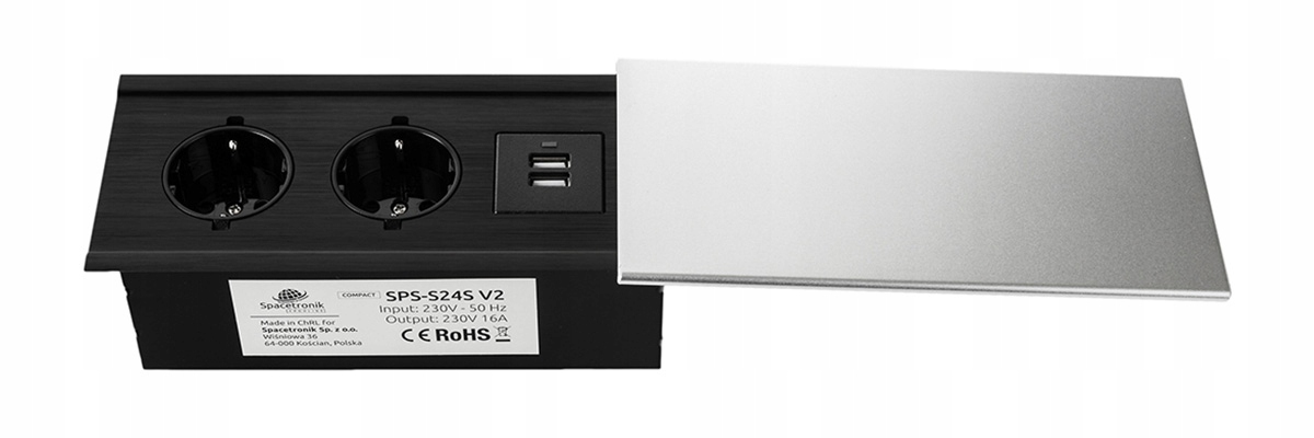 Przesuwane slide gniazdo chowane w blat Spacetronik SPS-S24S V2 COMPACT Rodzaj gniazda blatowe