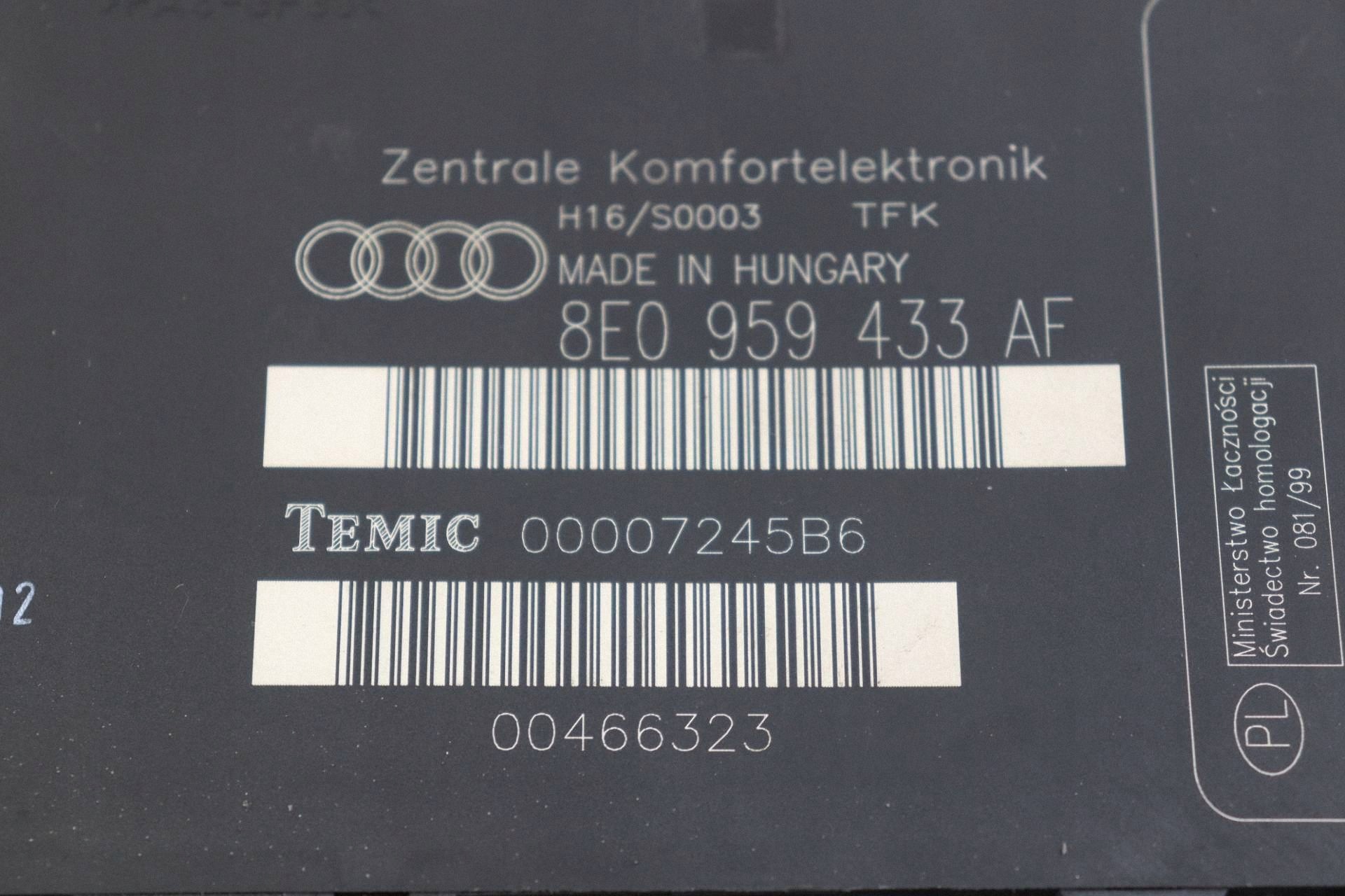 AUDI A4 B6 B7 control unit comfort control unit 8E0959433AF