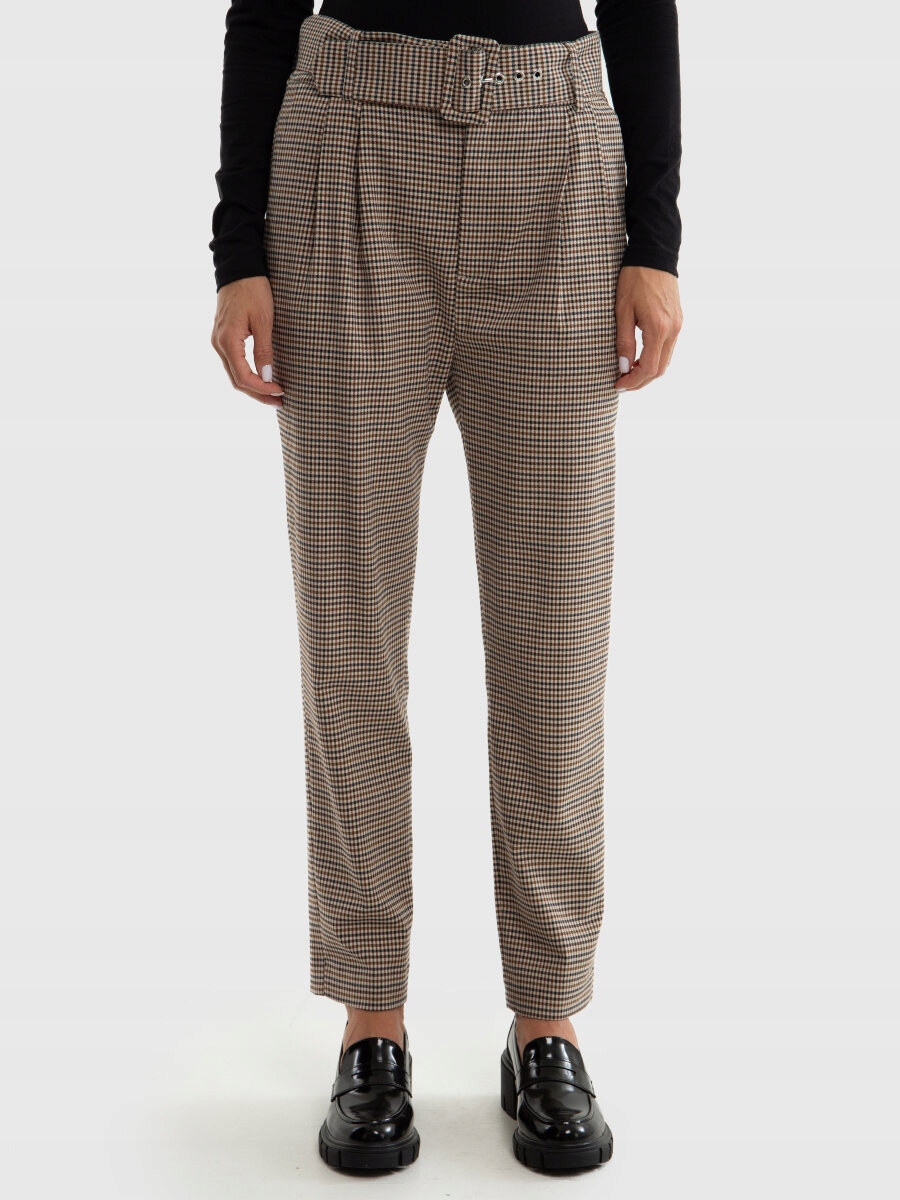 Big Star Dámské Doutníkové Kalhoty S Vysokým Pasem A Kostkovaným Vzorem 000 S