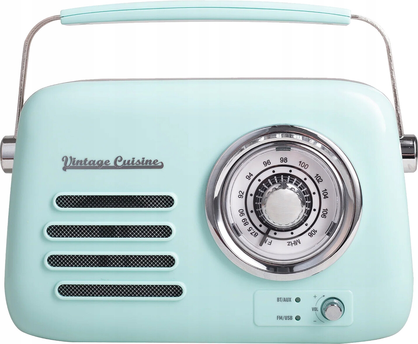 Radio Retro Głośnik Bluetooth Baterie Fm Vintage Cuisine Chrom Mięta