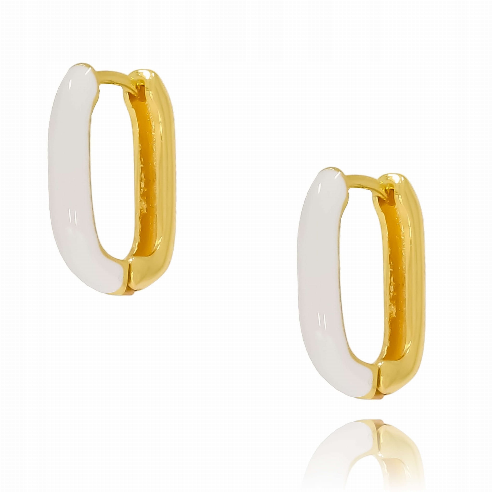 

Kolczyki ze stali elipsa kolor biały emaliowane