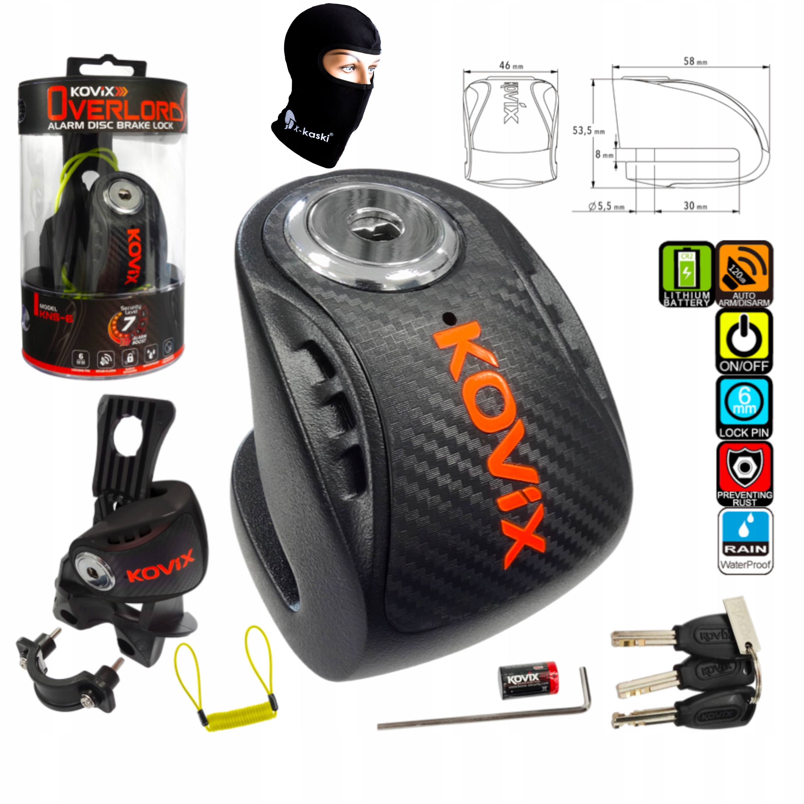 BLOKADA TARCZY HAMULCOWEJ Z ALARMEM KOVIX 120 dB