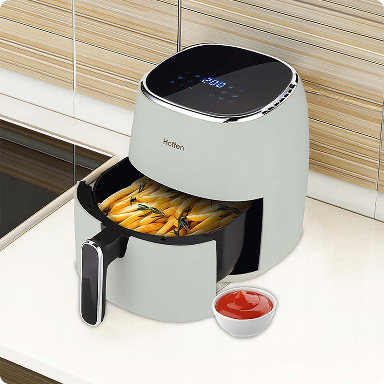 Frytkownica beztłuszczowa biały mat duża mocna 5 l , biała 8w1 Air Fryer