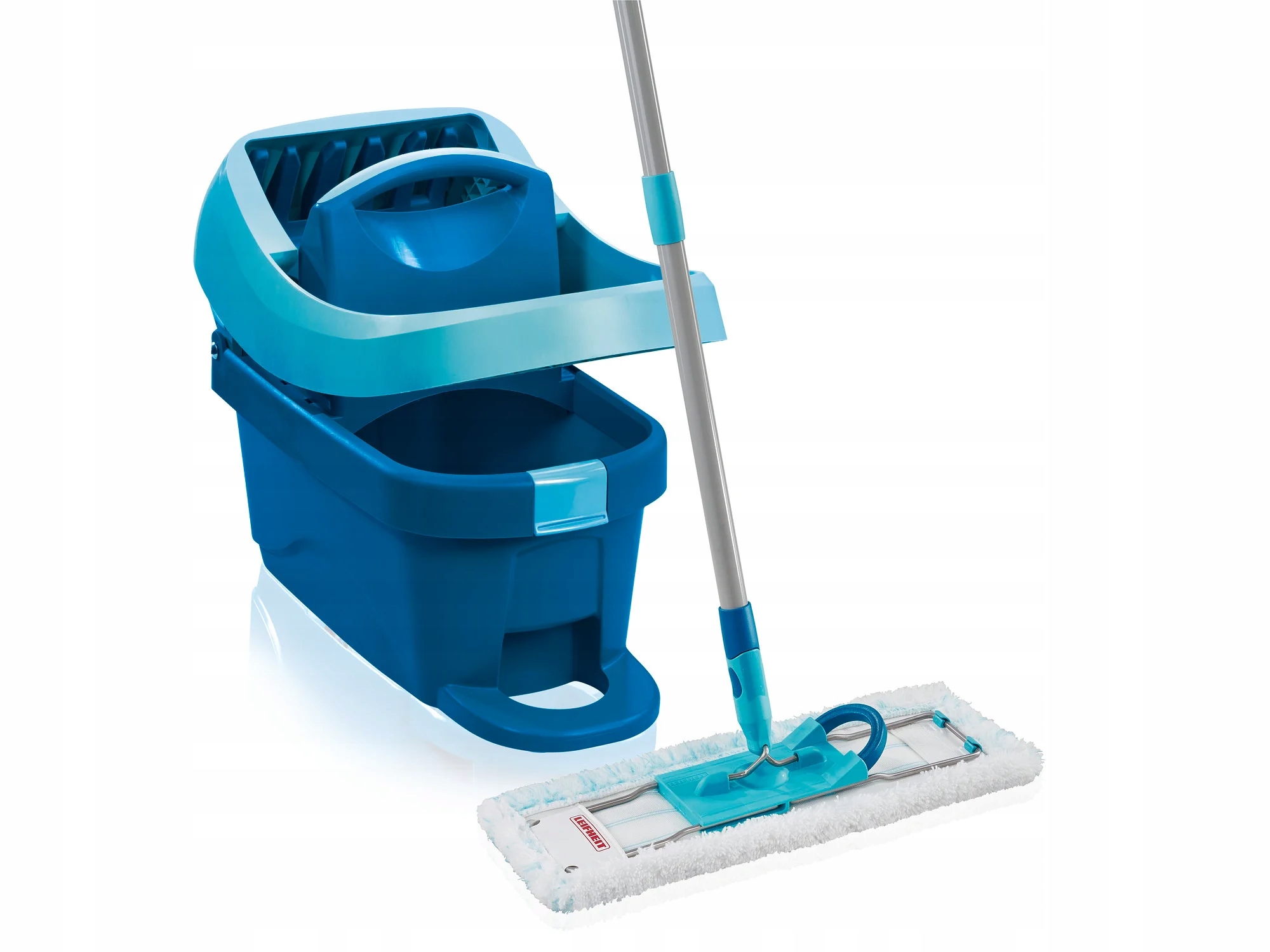 Levně Velký plochý mop 42 cm, nožní vytlačovač, mobilní tyč 140 Cm Leifheit