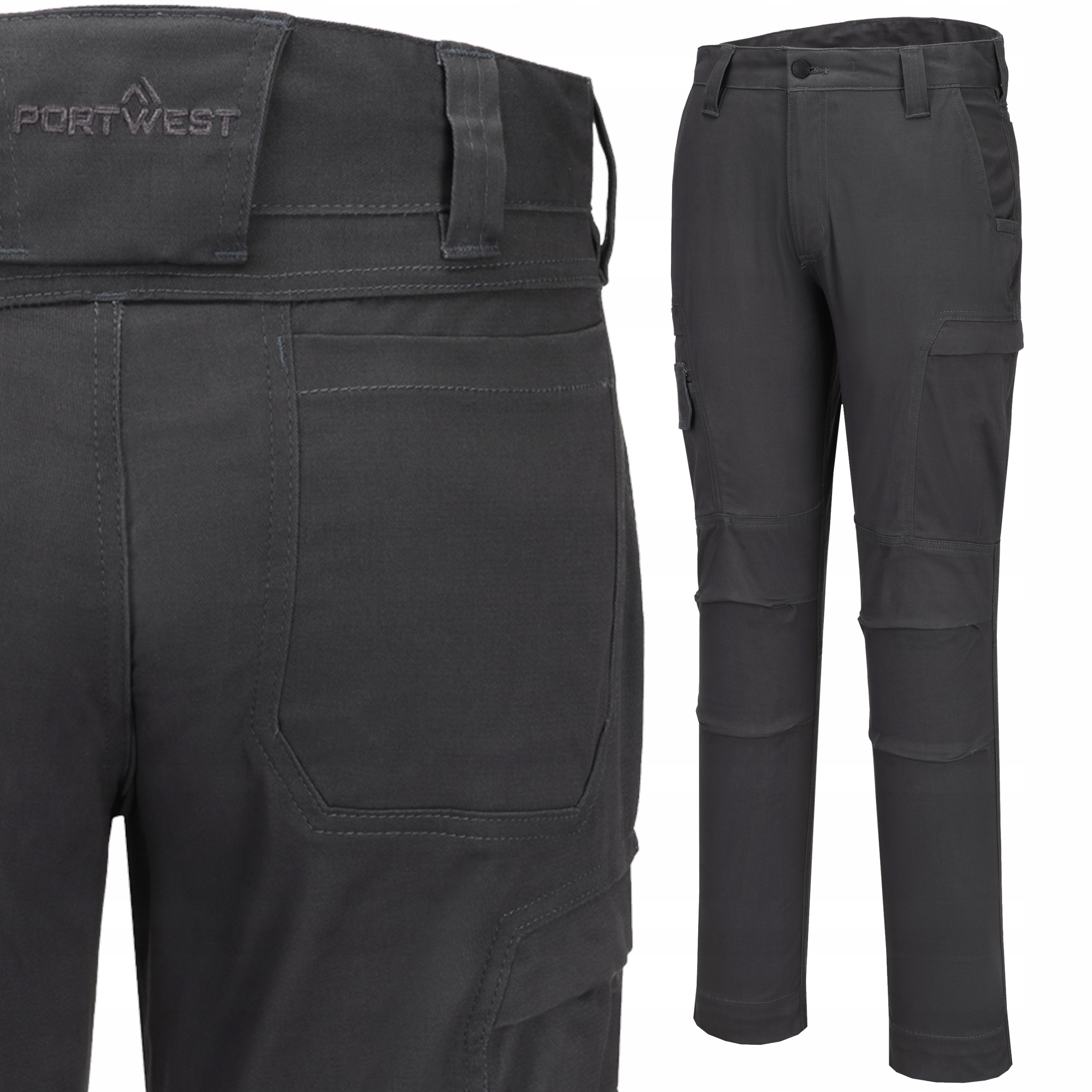 Spodnie robocze KX3 Cargo monterskie długie Portwest T801 Szare elastan 40
