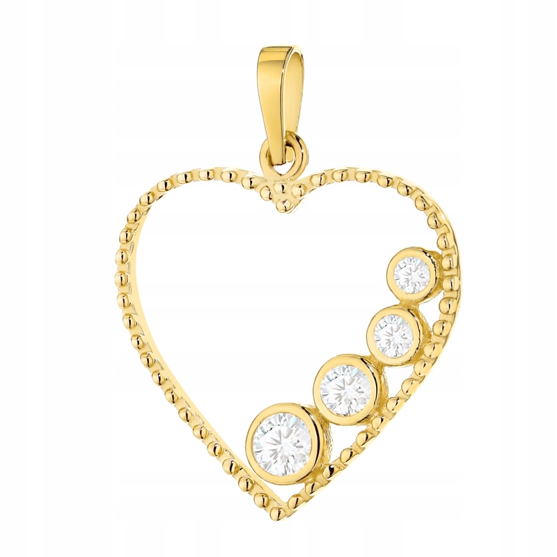 Dámský přívěsek Přívěsek 585 s prolamovaným srdíčkem a bílými Zirkony 14k