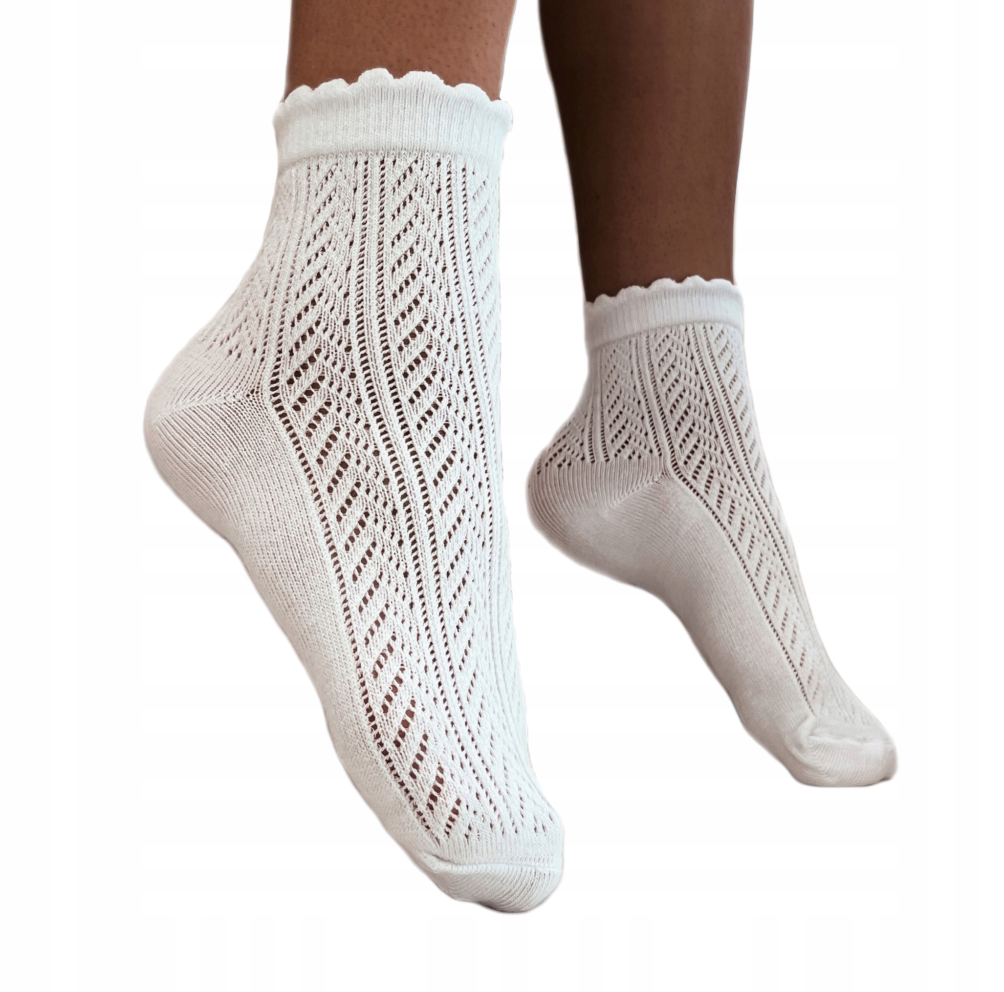 Ponožky dámske Milena prelamované biele 37-41