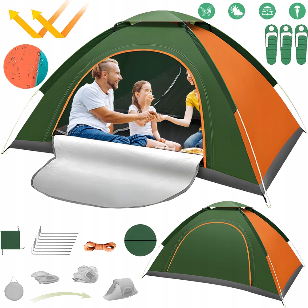 Namiot Turystyczny 2-3 Osobowy Rodzinny Zewnętrzna Kempingowy Wodoodporny
