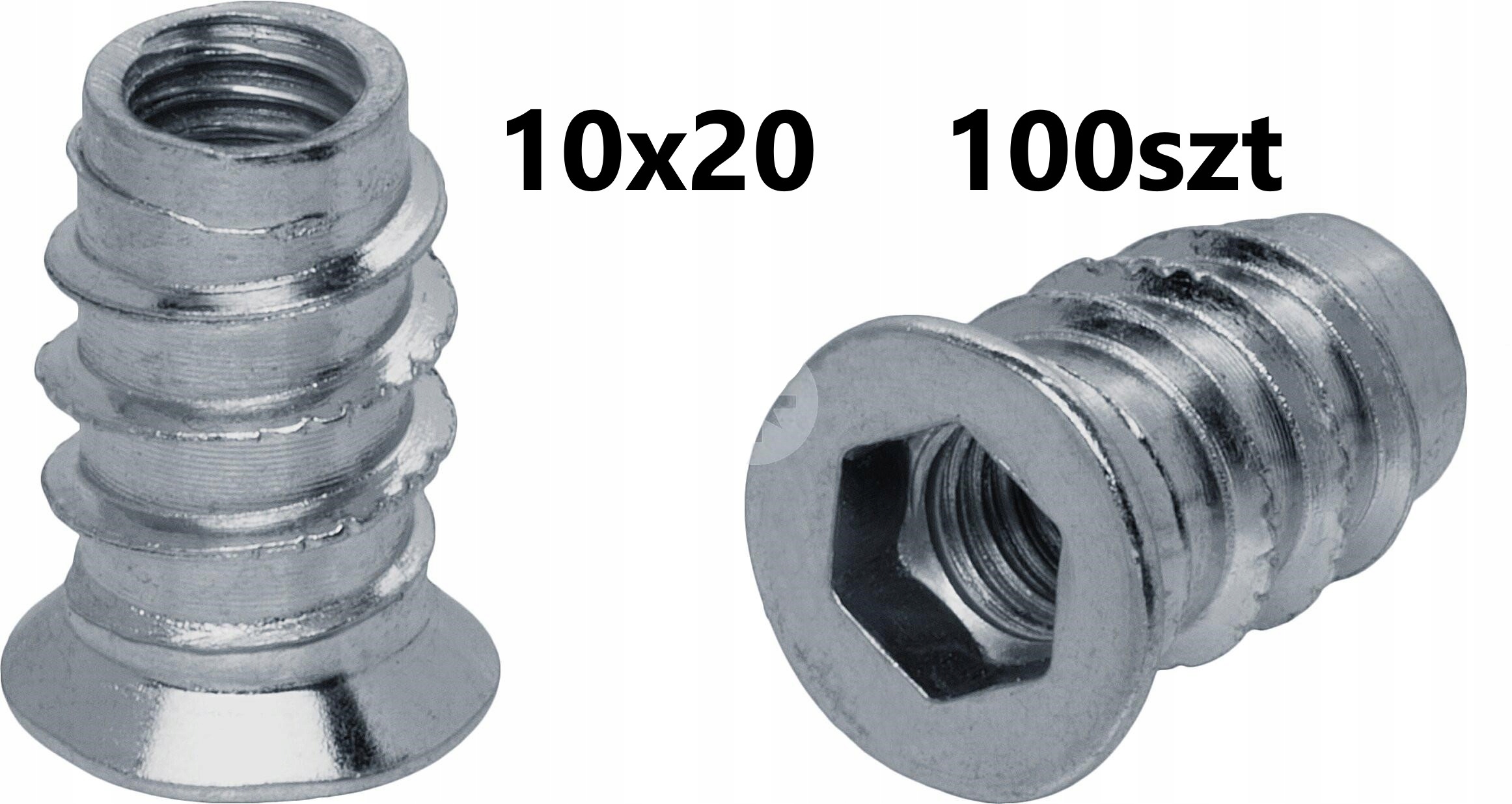 

10x Mufa M10x20 Dwugwintowa wkręt drewna wpustka