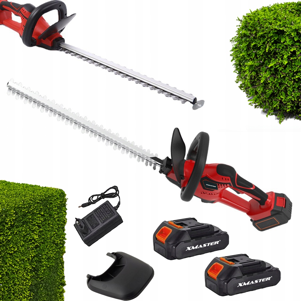 NOŻYCE AKUMULATOROWE DO ŻYWOPŁOTU TRAWY SEKATOR GAŁĘZI ZESTAW 52CM 2xAKU
