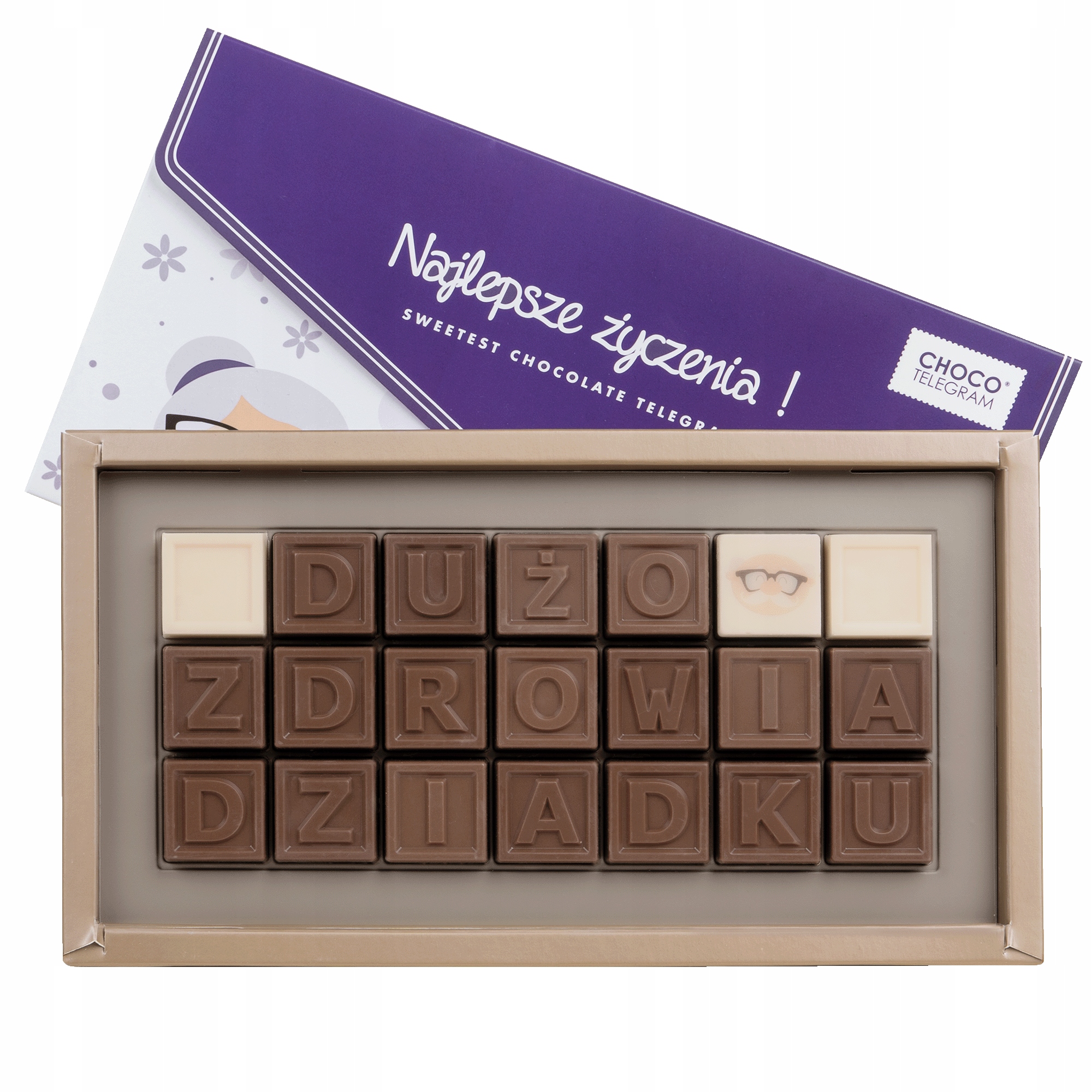 Levně Dárek pro dědečka Telegram Belgická Čokoláda Mnoho zdraví dědečkovi 200 g
