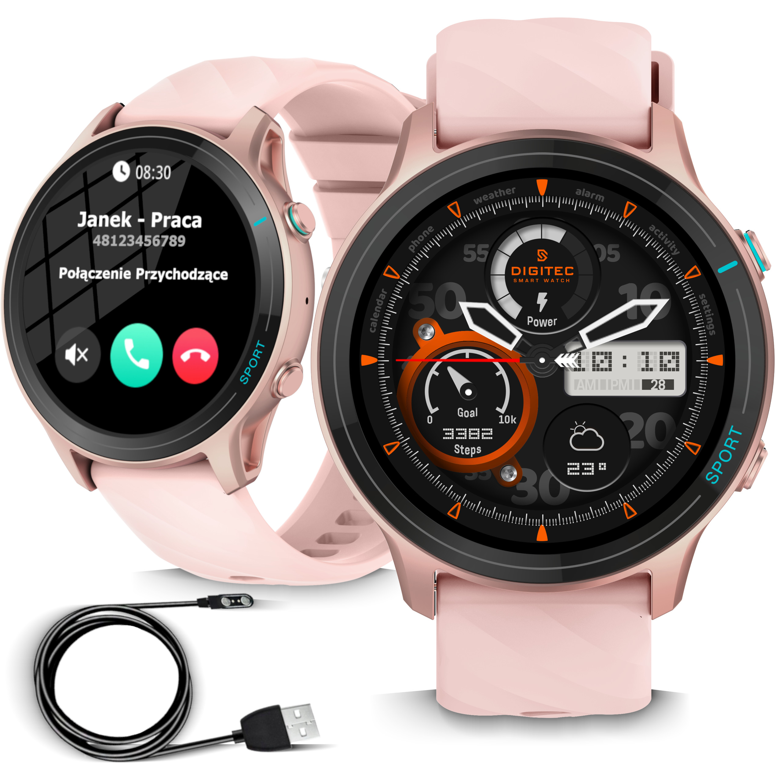Smartwatch Wenom 2025 z funkcją rozmów, monitor tętna, IP68 Menu Pl