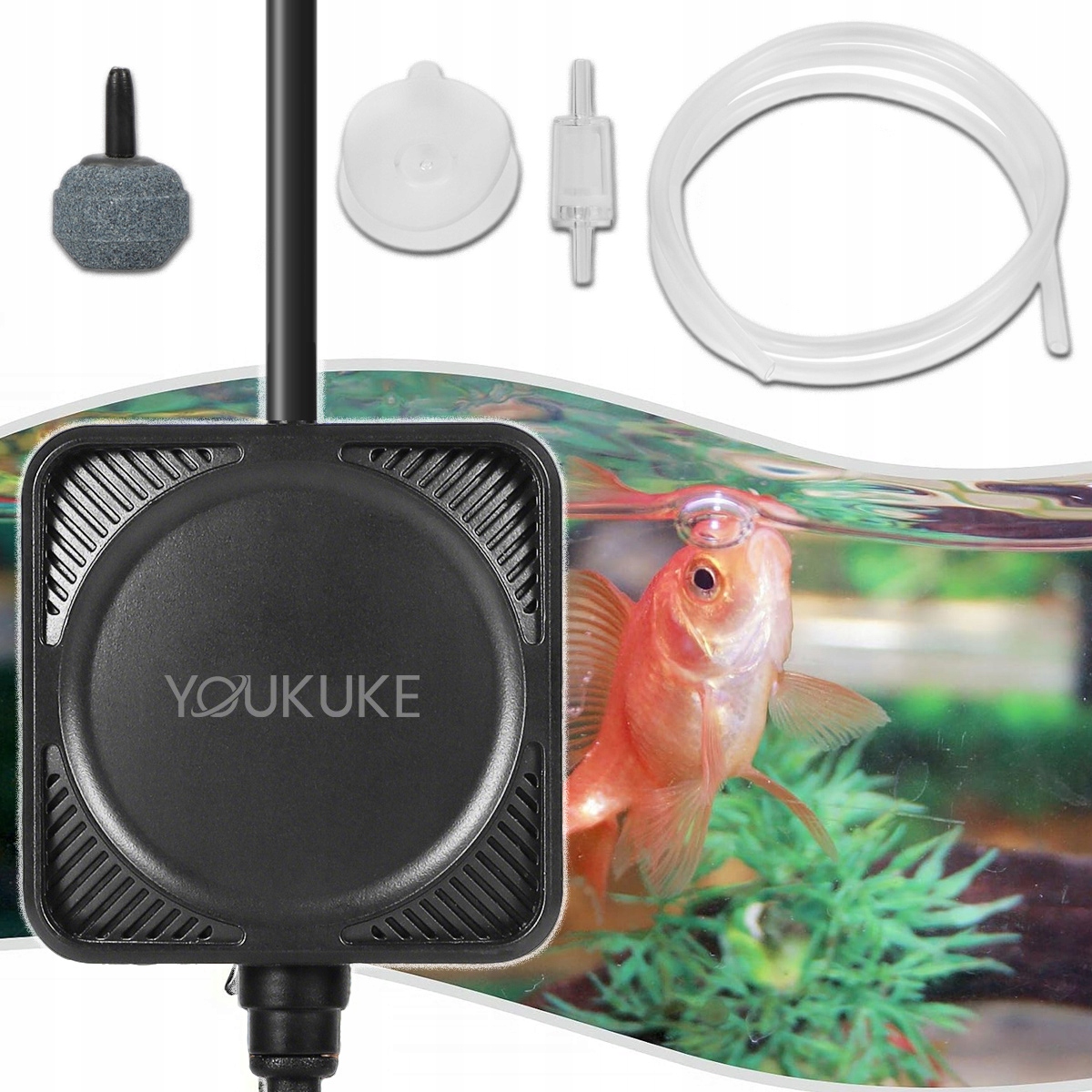 Levně Provzdušňovač Akvária Na Sklo Černý Malý Výkonný Tichý 1W 450 ml/min