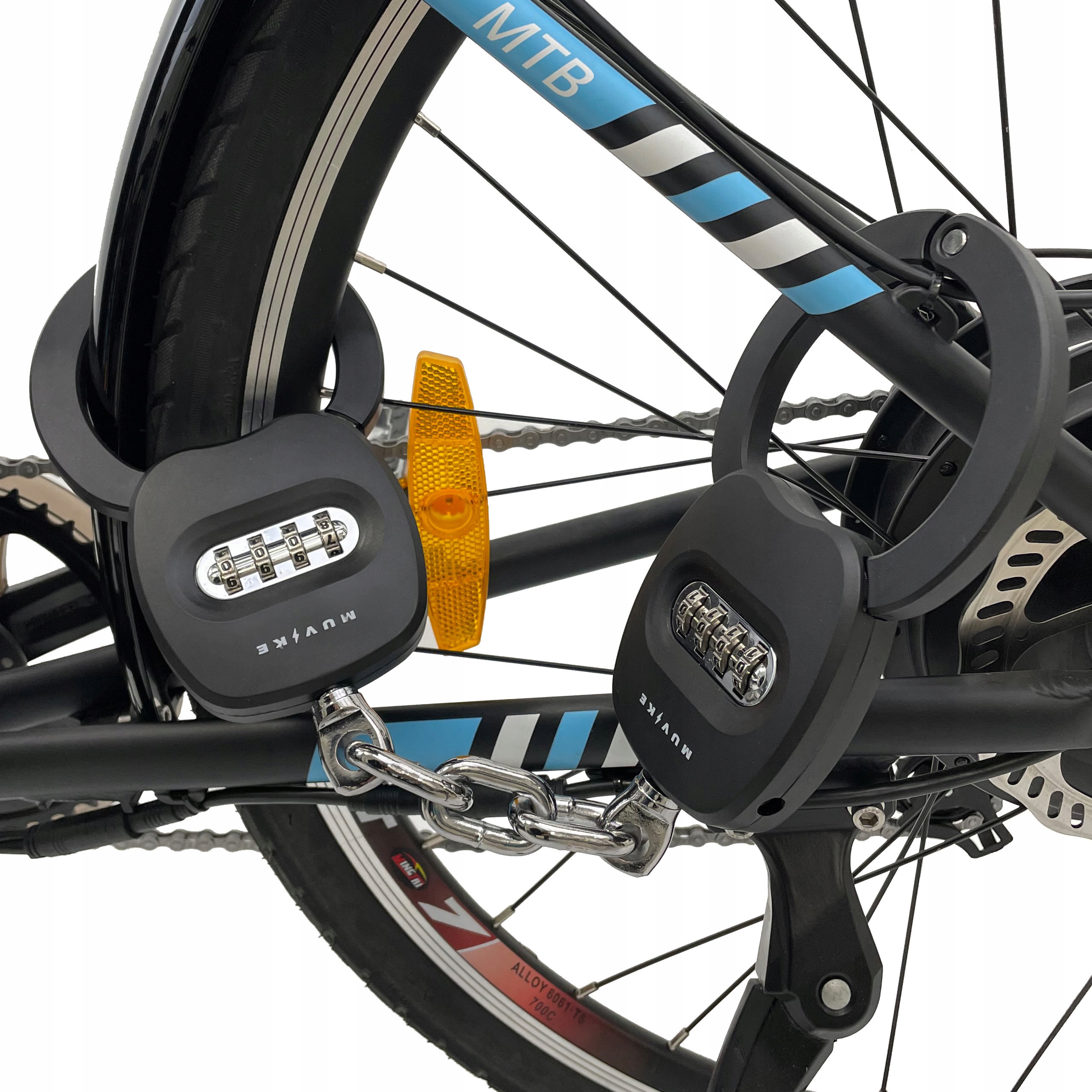 ZAPIĘCIE ROWEROWE KAJDANKOWE ZAPIĘCIE DO ROWERU HULAJNOGI BLOKADA MUVIKE Średnica 7 mm