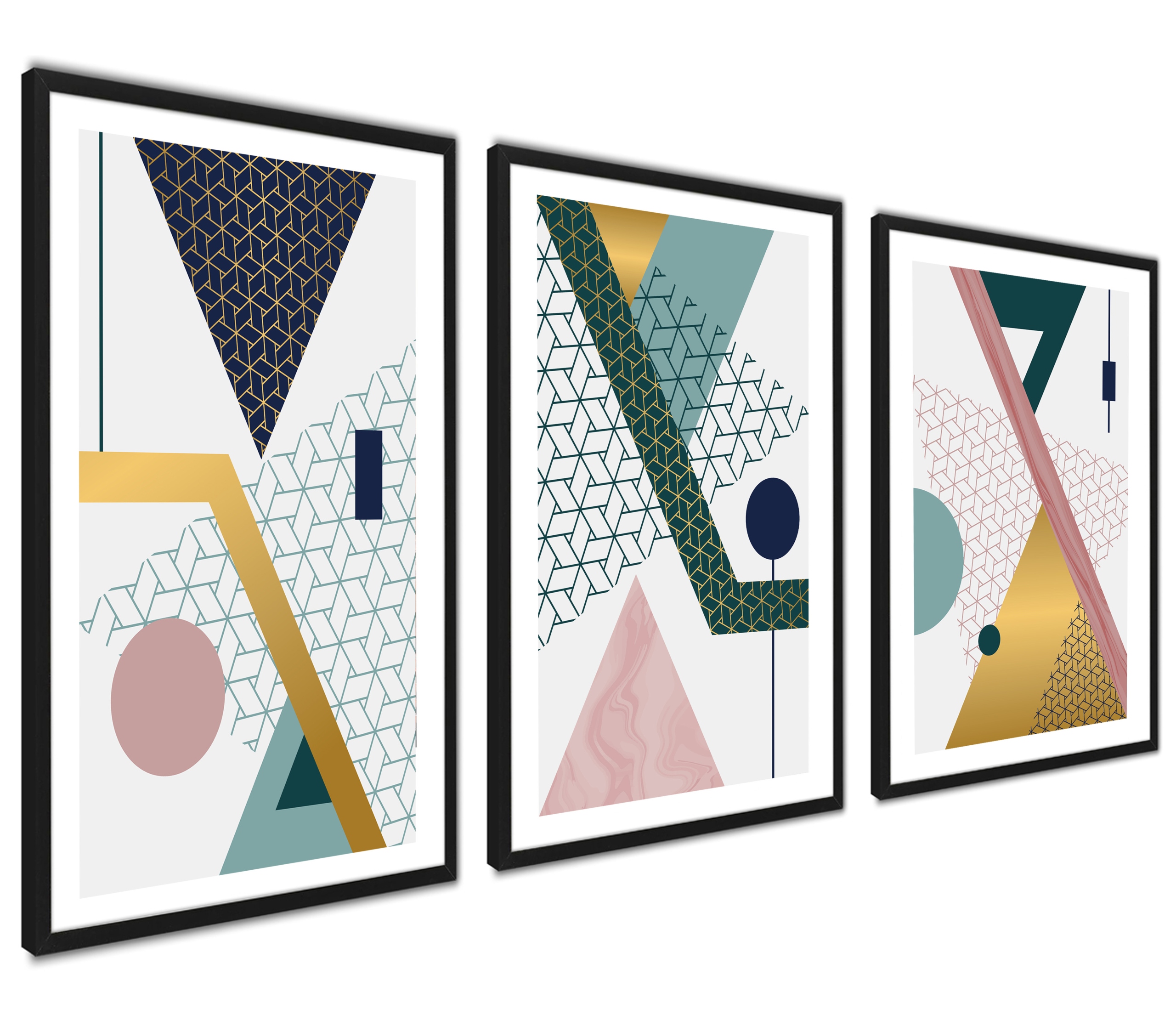 

Nowoczesna Abstrakcja Tryptyk Obraz Kształty XXL