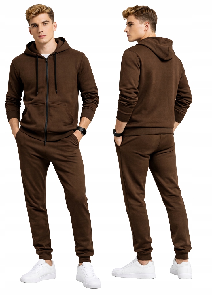 Dres Męski brązowy Komplet Dresowy Bawełniany Sportowy Casual rozm. XXL