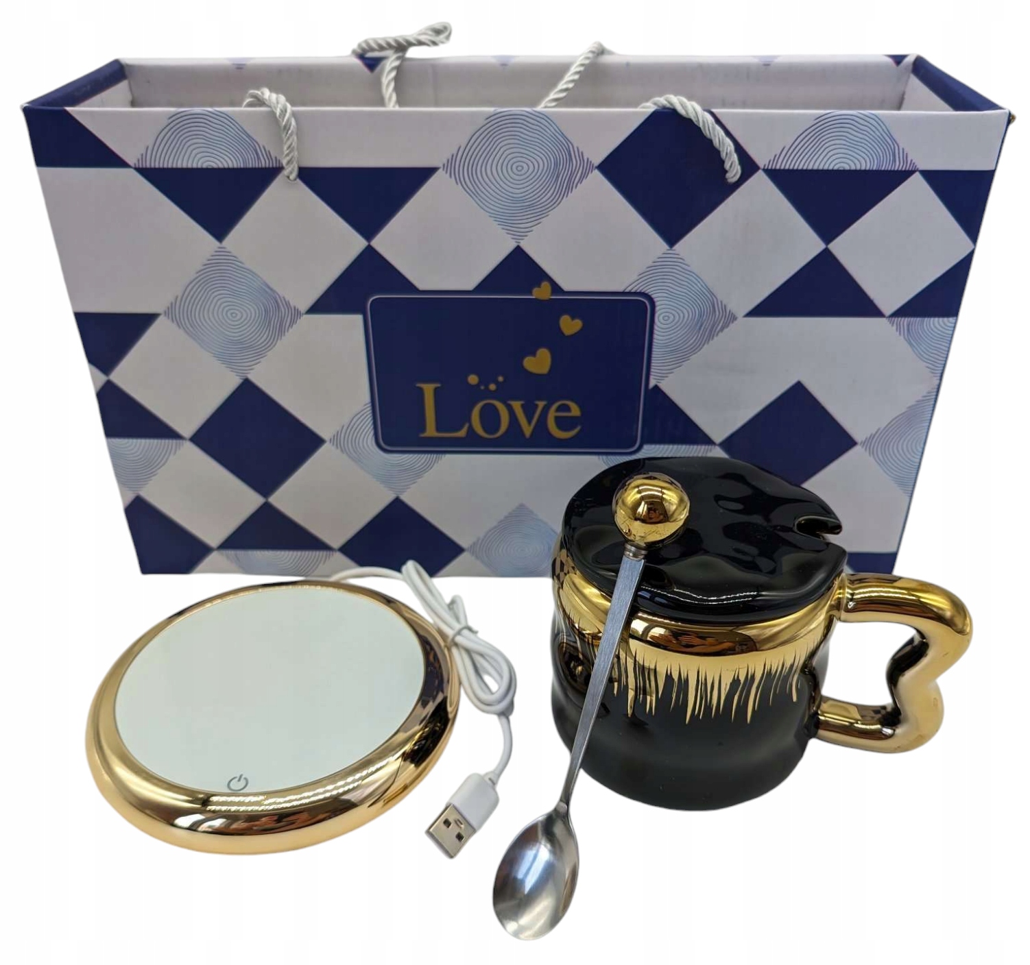 Keramický hrnek Víčko Ohřívač Usb Kabel Dárek Den Babičky Set