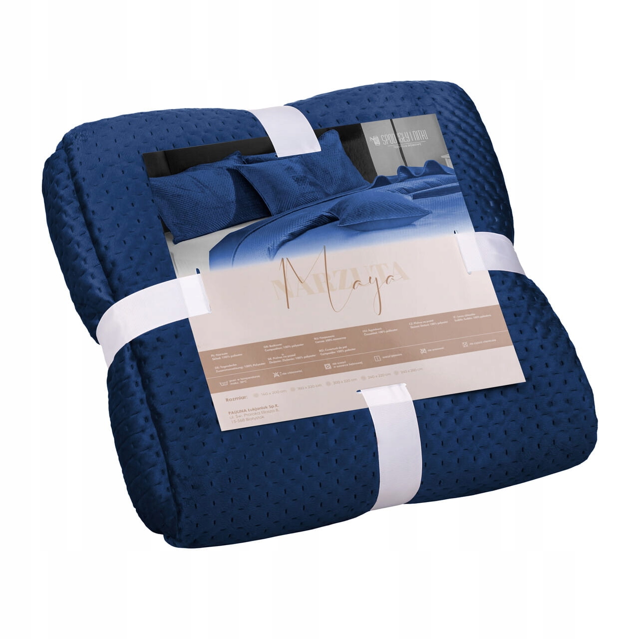 Dekorativní přehoz Maya 160x220 velurový, prošívaný, tmavě modrý