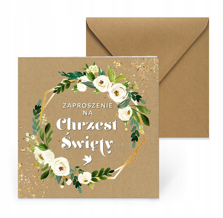 ZAPROSZENIA NA CHRZEST 3 SZT + KOPERTA EKO