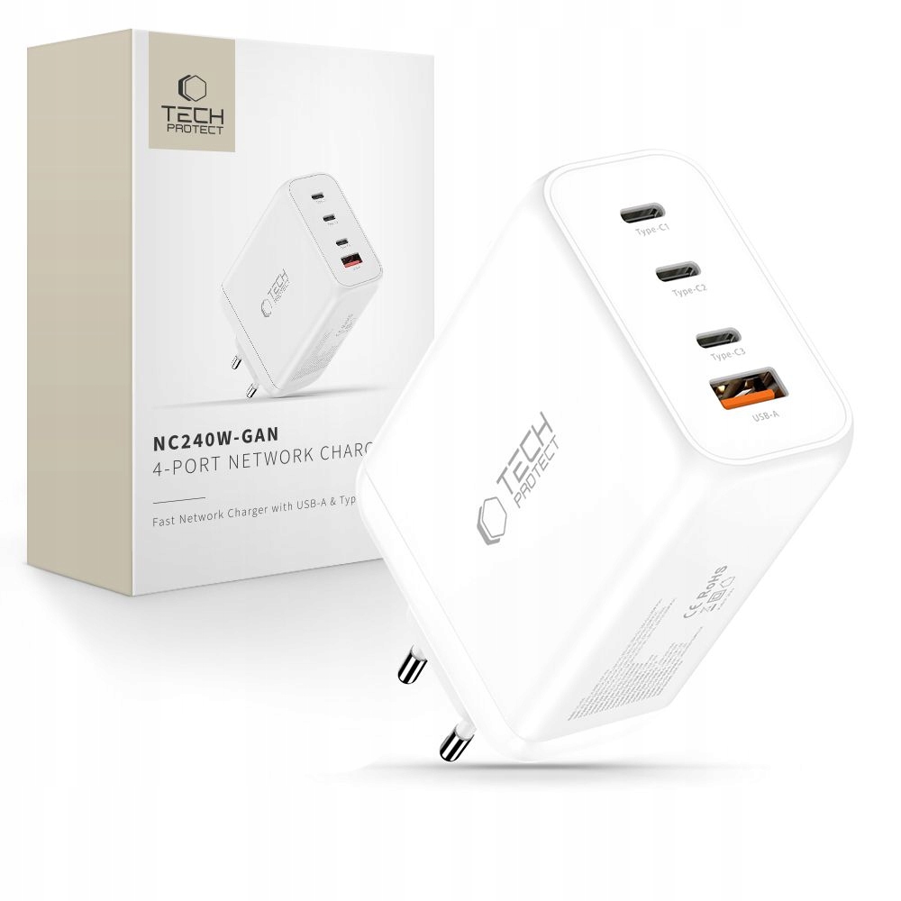 NC240W Výkonná Nabíjačka Pd 240W QC3.0 3x Usb-c +usb-a