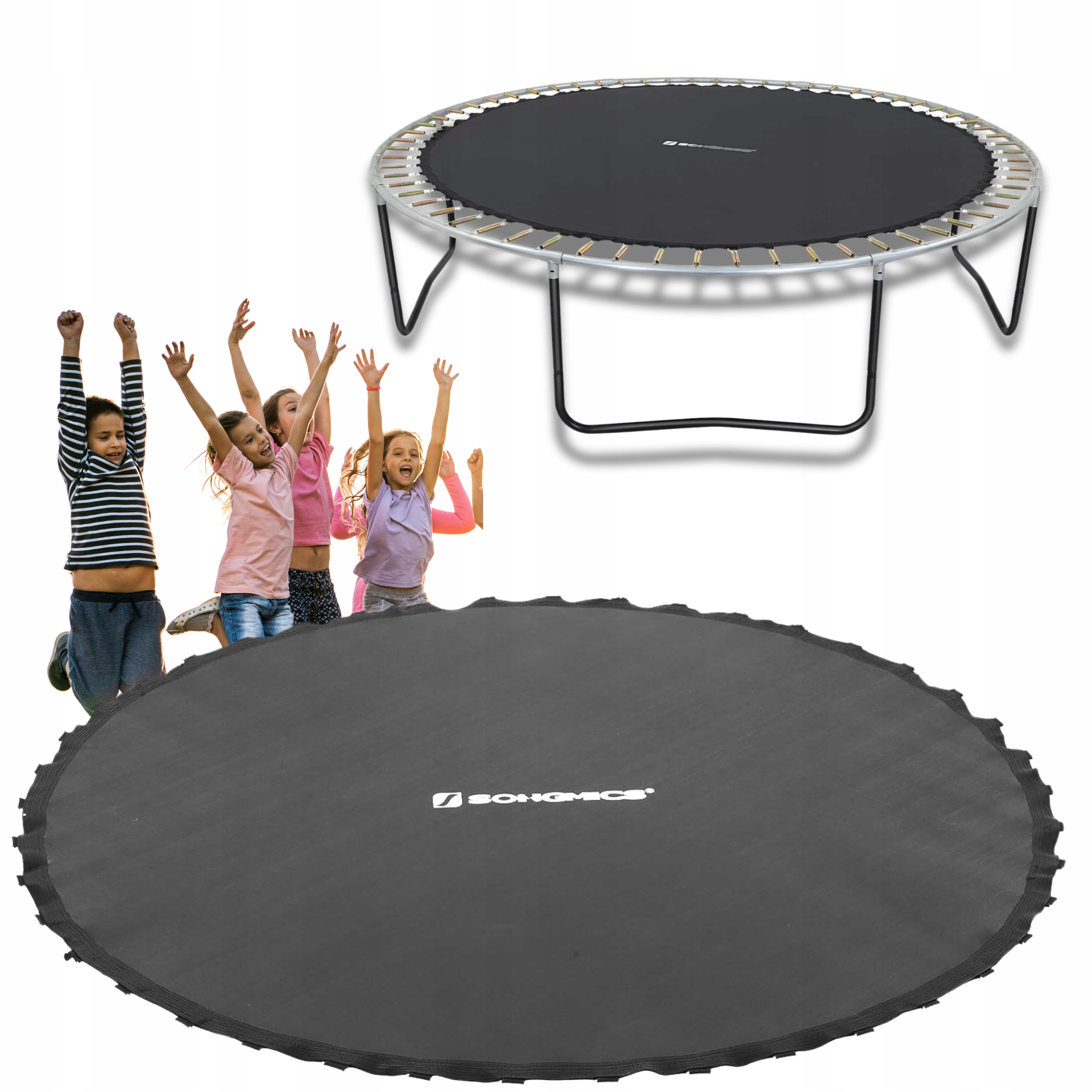 MATA DO TRAMPOLINY 12ft BATUT 72 SPRĘŻYNY CZARNA MOCNA TKANINA GRATIS 324cm