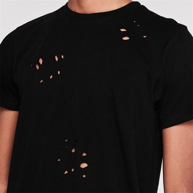 AH3413 MĘSKA BAWEŁNIANA KOSZULKA T-SHIRT Z DZIURAMI TWISTED