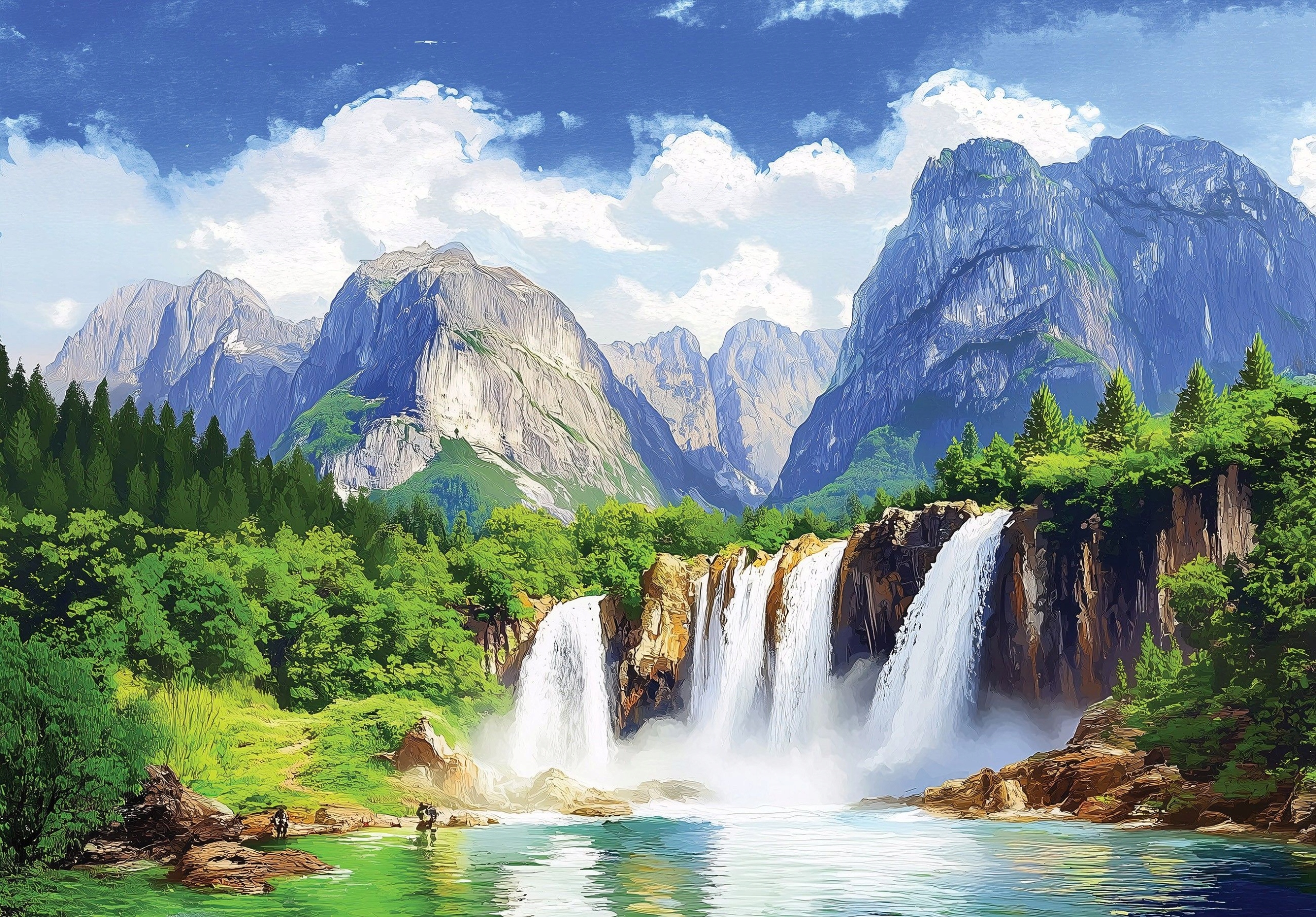 Fototapeta Vodopády a hory relax perspektiva horské okno 400x280 lepidlo