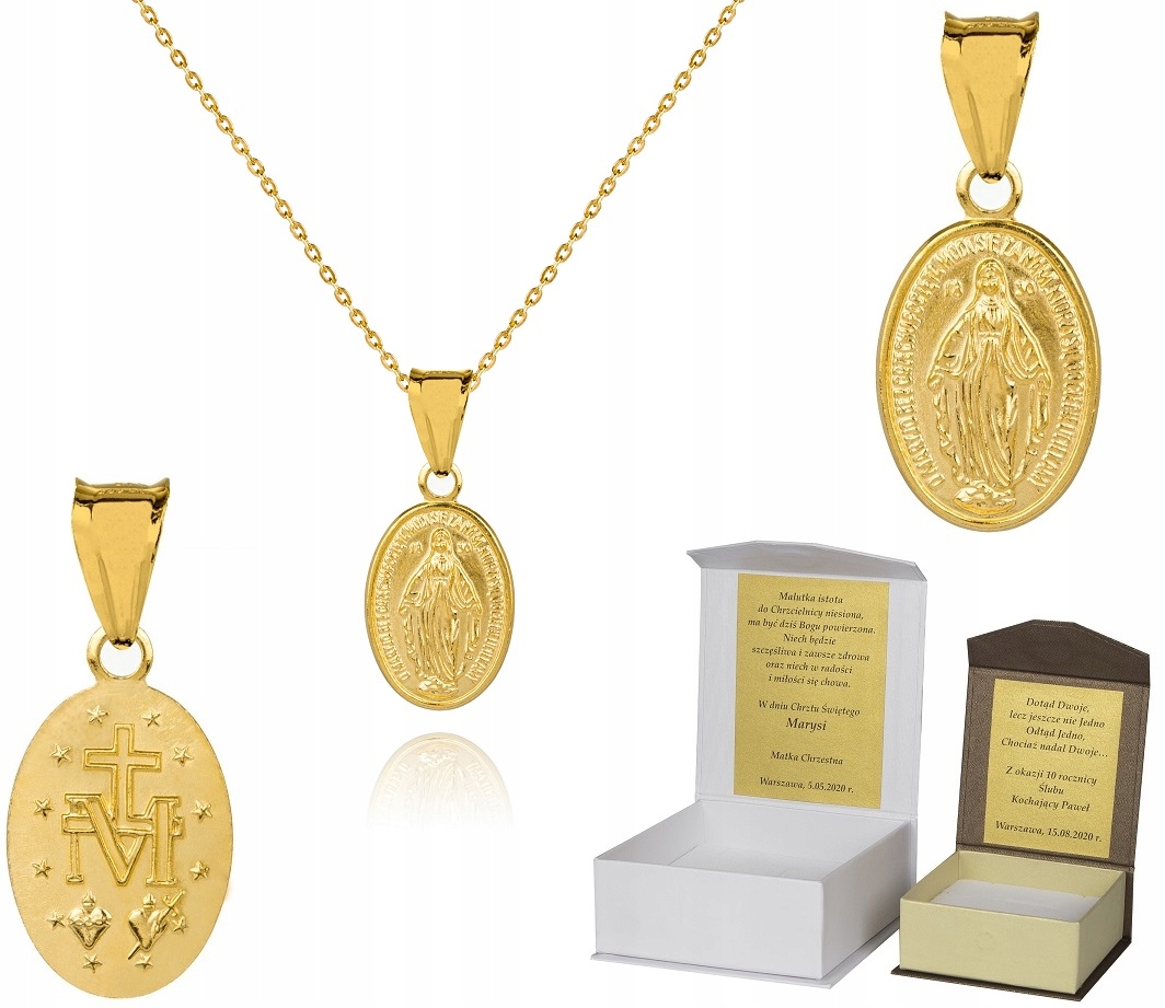 925 Zlatý Řetízek Medailon 40 CM Věnování A4M20