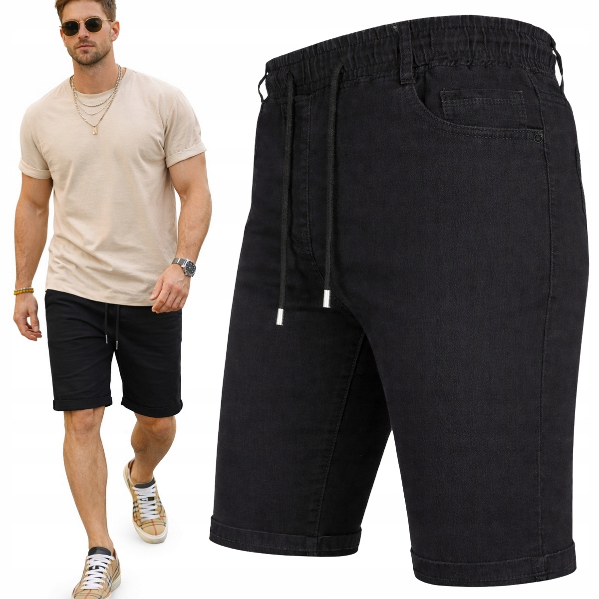 Kraťasy pánské Krátké elastické kalhoty Pas s Gumičkou 506 XXL