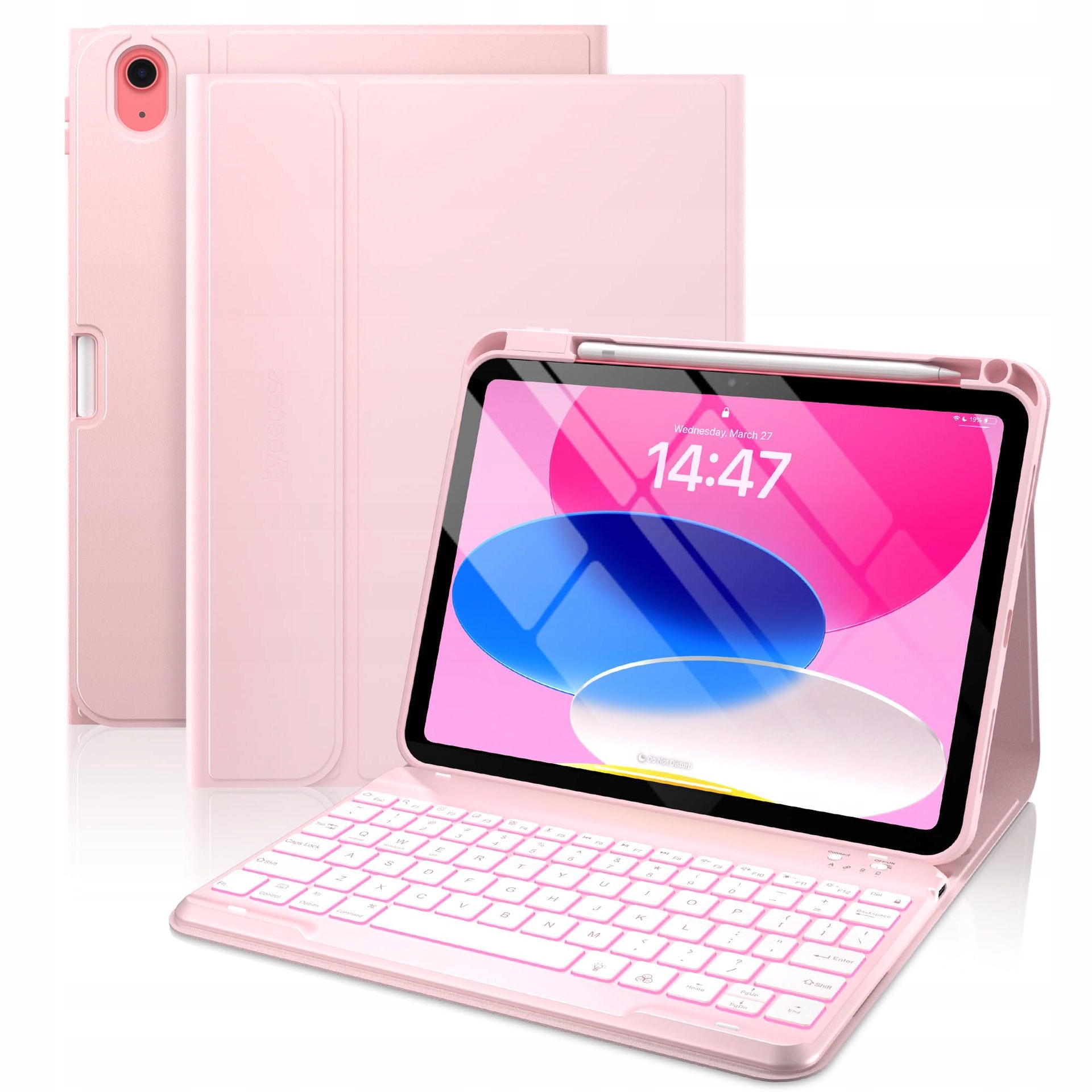 Pouzdro s Rgb klávesnicí pro iPad 11 2025/10 2022 Bluetooth, skládací pouzdro