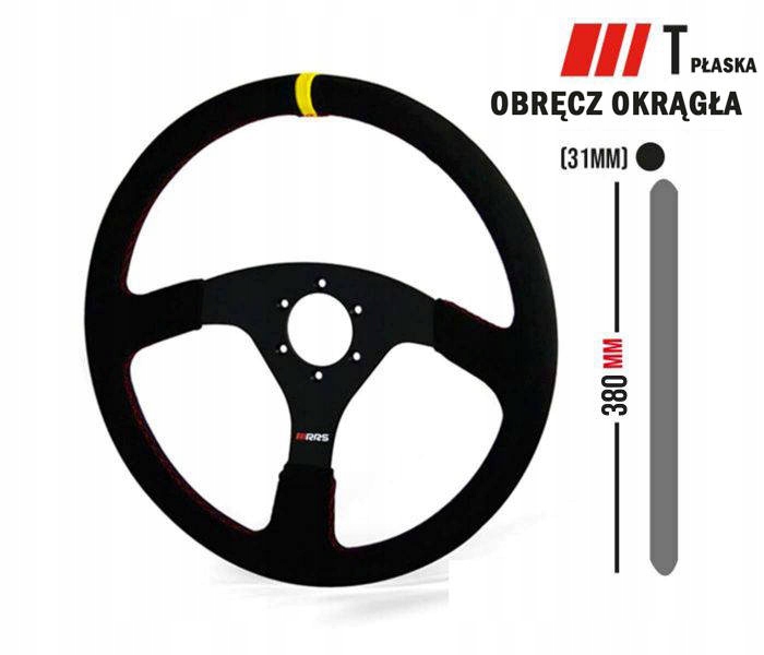 Rallyový volant Rrs 3R 380 mm plochý semiš, kjs