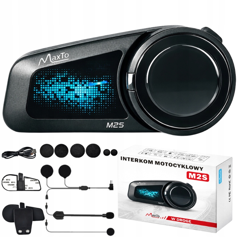 Motocyklový interkom Maxto M2S Bluetooth, komunikace až pro 6 osob