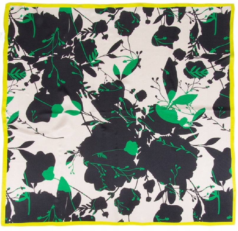 Dámský hedvábný šátek Lehký šátek 100% hedvábí moruše 65x65 cm Květiny