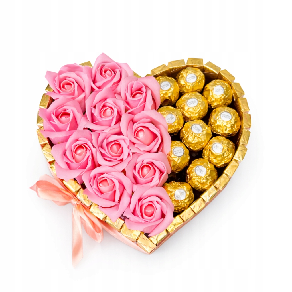 Kytice ze sladkostí Mýdlové srdce Ferrero Rocher Růže na narozeniny přijímání