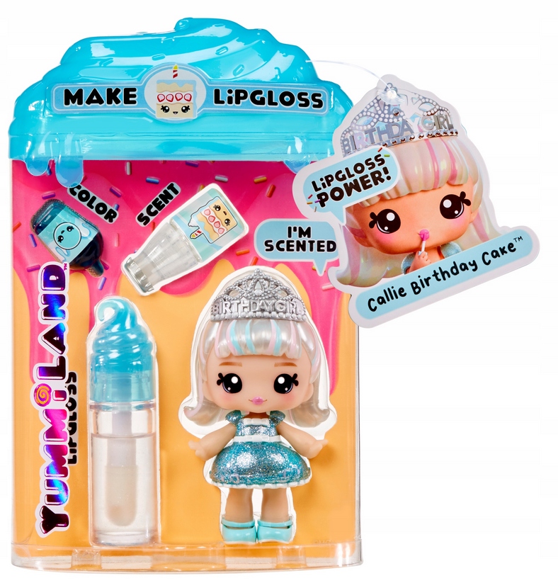 YUMMILAND LIPGLOSS LALKA z BŁYSZCZYKIEM do UST CALLIE BIRTHDAY CAKE