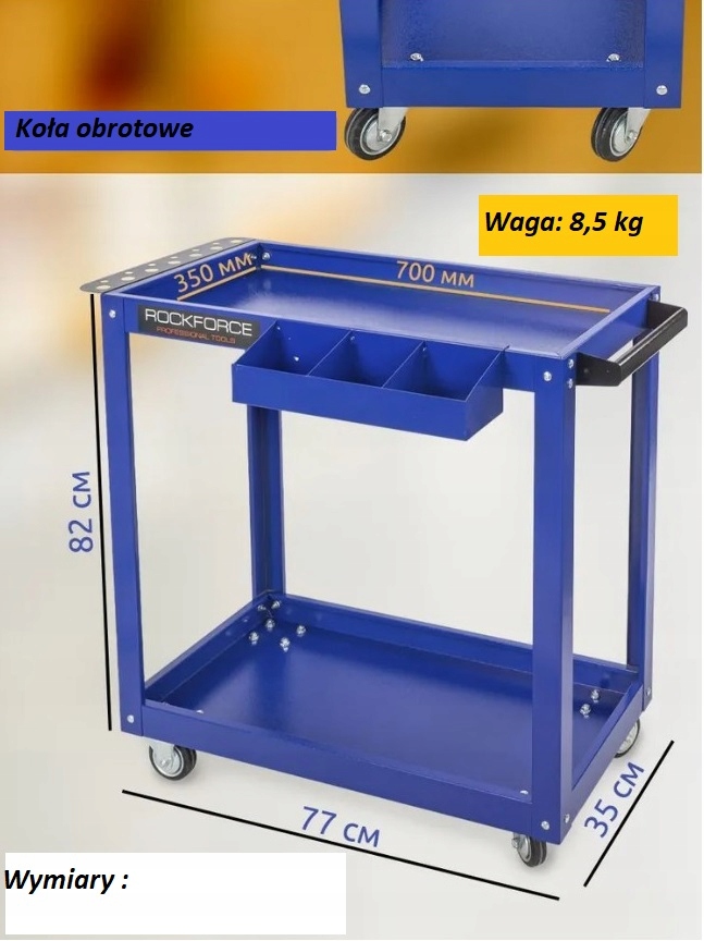 Wózek Warsztatowy Narzędziowy 2-Półkowy Z Organizerem