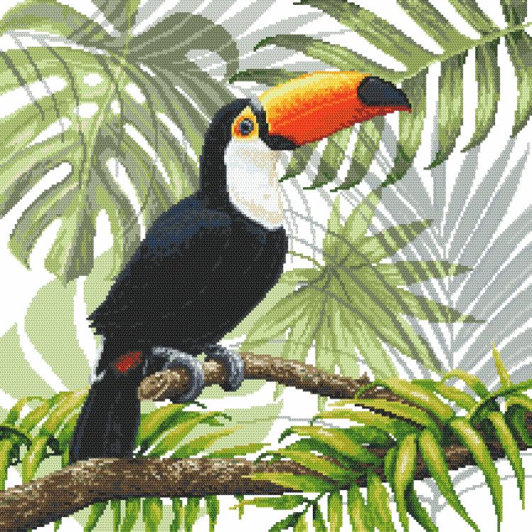 Výšivka Sada s potiskem a mulinkou Tukan