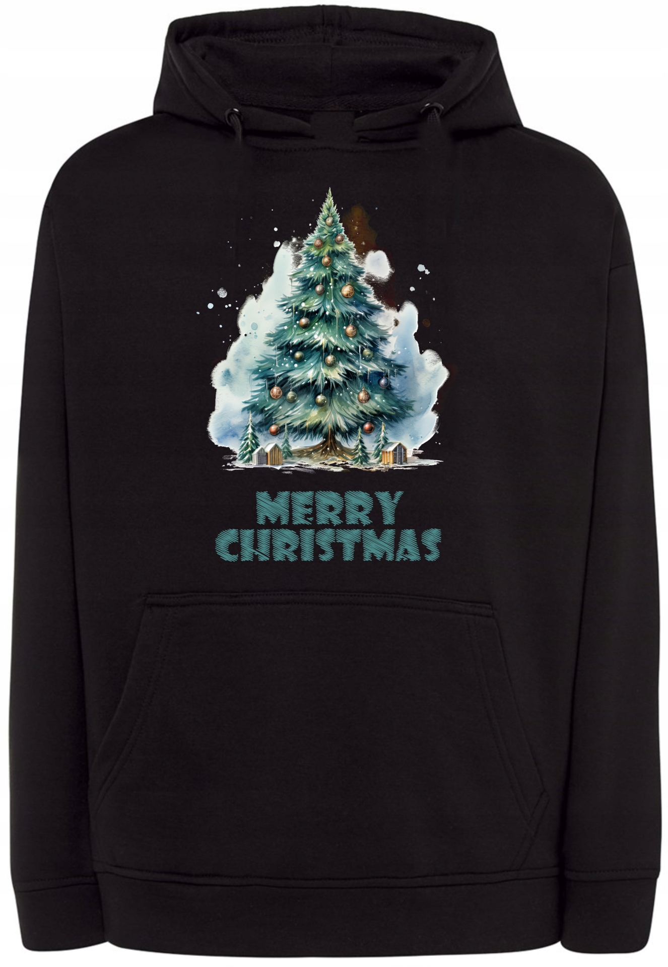 Mikina s kapucí vánočním potiskem Merry Christmas Tree velikost vel. 3XL