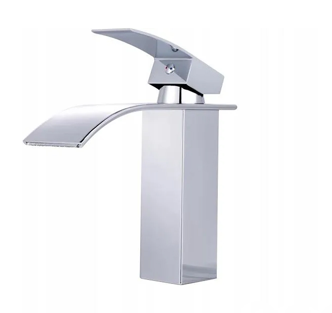Bateria Umywalkowa Nablatowa Wodospad Cubic Kran Modern Waterfall