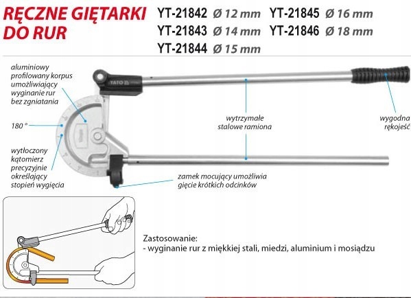 

Giętarka do rur 12mm YT-21842 Yato